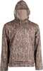 Material: Polyester Color: Mossy Oak BOTTOMLAND Camo Size: Large Type: Sweatshirt Long Sleeve: Y Other FEATURES:: Soft Polyester Fleece Fabric W/ Scent Factor Technology Drawstring Hood, Large Pouch C...