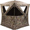 Type/Color: Ground Blind/Realtree Edge Size/Finish: 90"X90" Hub To Hub,80" Tall Material: 500 Denier Polyester Other FEATURES:: 5-Hub Design,Brush Loops,Shoot Through Mesh Windows, ZIPPERLESS Entry