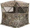 Type/Color: Ground Blind/Realtree Edge Size/Finish: 77"X77" Hub To Hub,71" Tall Material: 600 Denier Polyester Other FEATURES:: Front Window Is A Large Panel Of Solid Fabric Sewn AT The Bottom W/Silen...