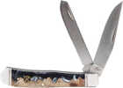 Blade Material: Carbon Steel Number Of BLADES: 2 Blade Length: 3.25" Handle Material: Wood Handle Color: Burl Wood Open Length: 7.3800 Closed Length: 4.1200 Weight: 0.0000 Other FEATURES:: 2-Blade Tra...